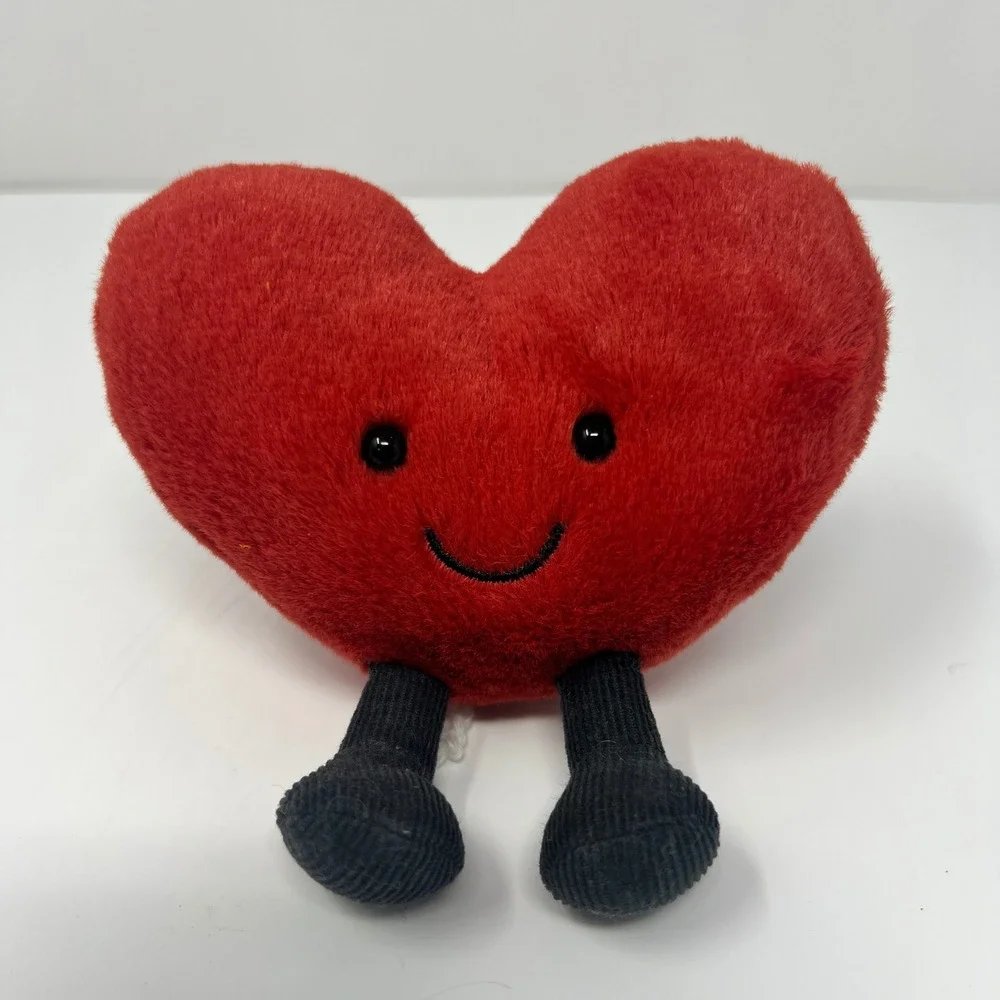 Jellycat Amuseables Heart Plush Small‎ Red Black Corduroy Legs Plushie